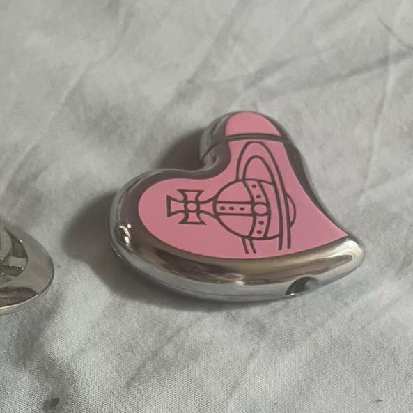 Baby Pink and Silver Heart Orb Lighter