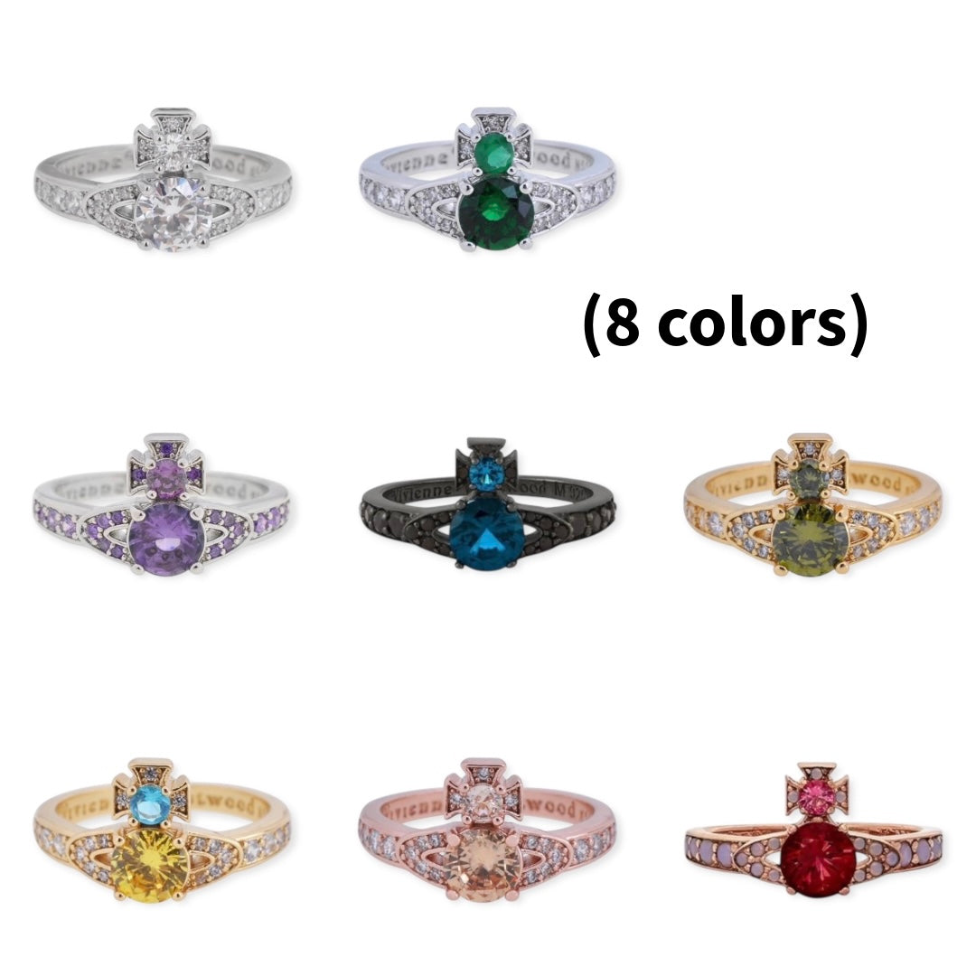 Multicolor Gem Orb Studded Encrusted Ring (8 colors)