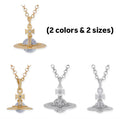 Gold & Silver Marble Design Orb Necklace (20MM & 10MM)