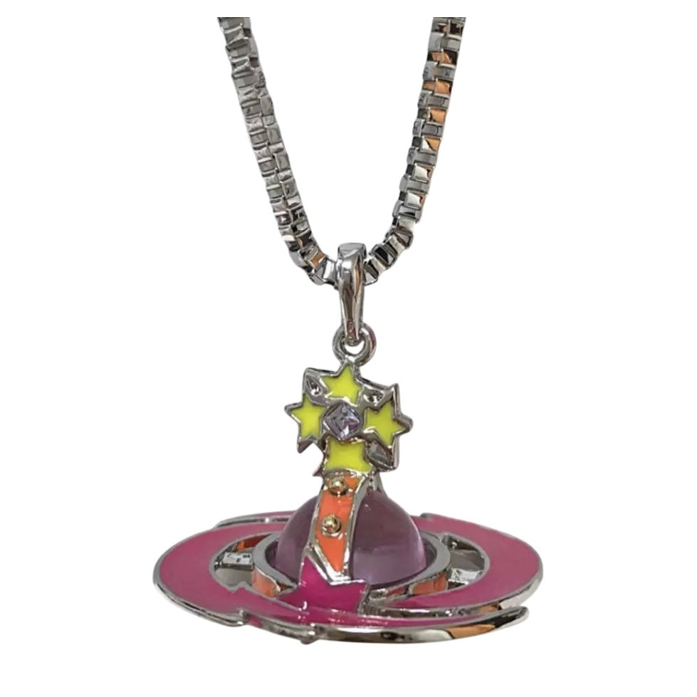 Shooting Star Candy Meteor Colorful Abstract Orb Pendant Star Necklace (20MM & 10MM)
