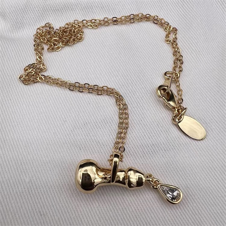 Dripping Diamond Penis Dick Dih Pendant Necklace Gold & Silver (2 colors)