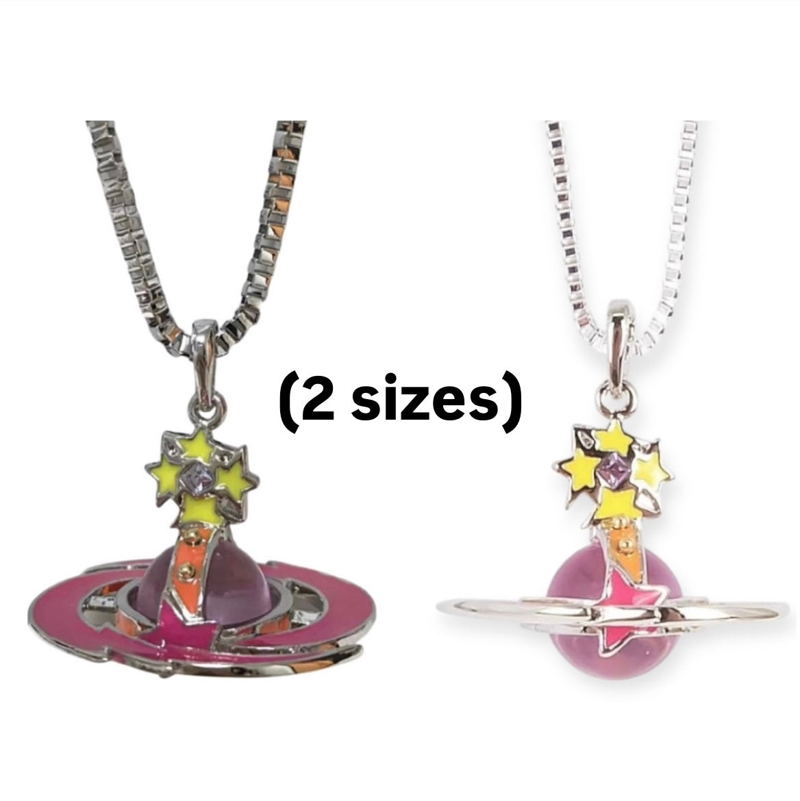 Shooting Star Candy Meteor Colorful Abstract Orb Pendant Star Necklace (20MM & 10MM)