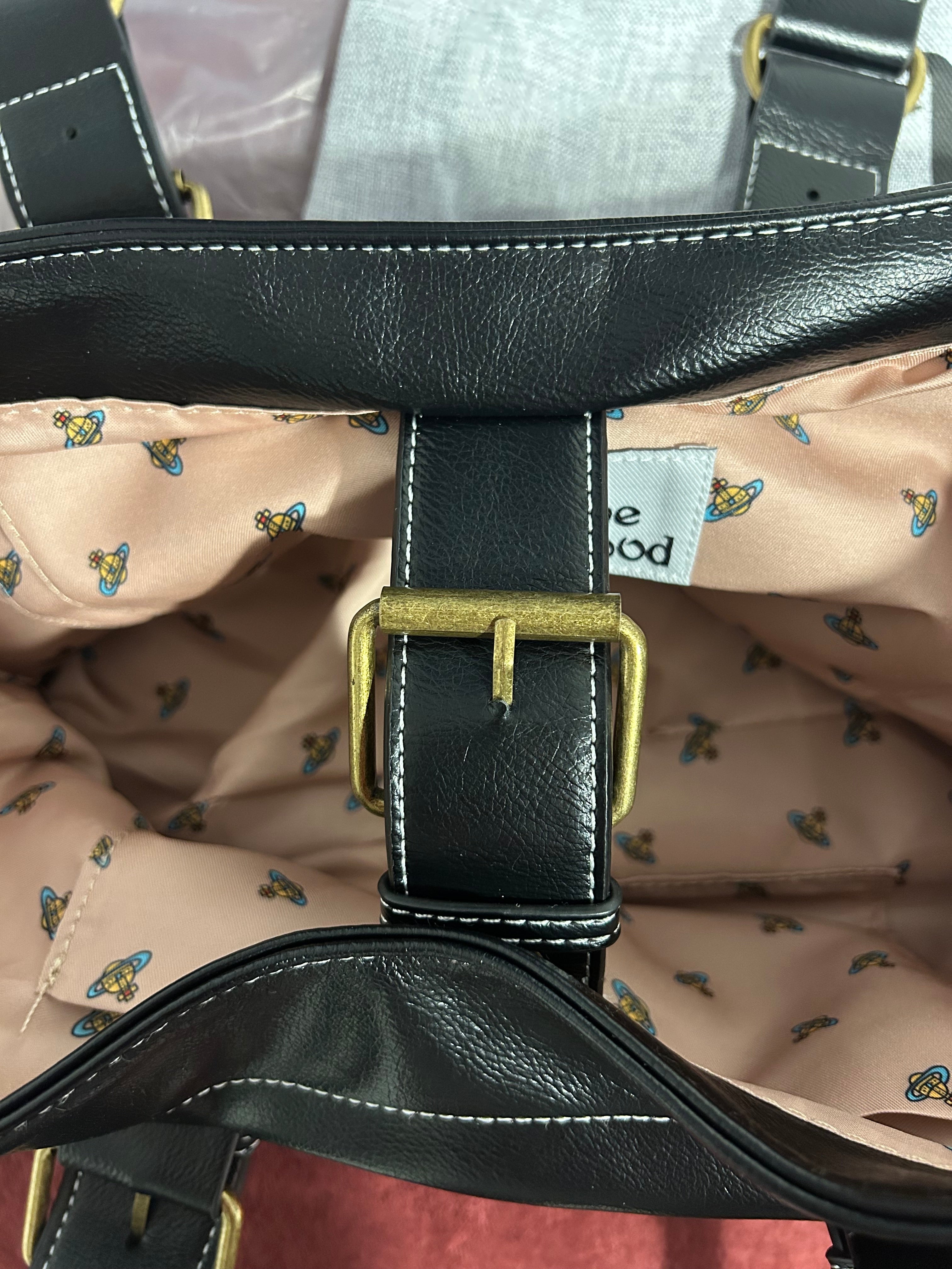 Black and Gold Orb Engraved Design Leather Messenger Tote Hand Bag