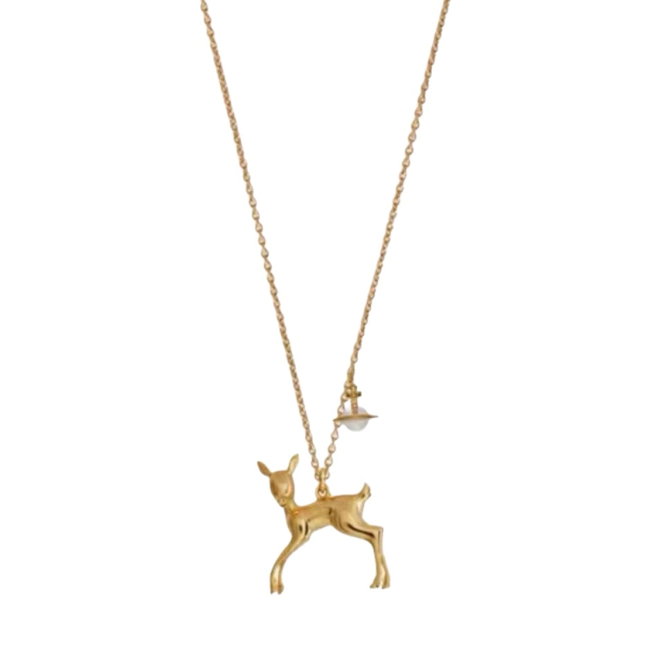 Gold Deer Orb Necklace