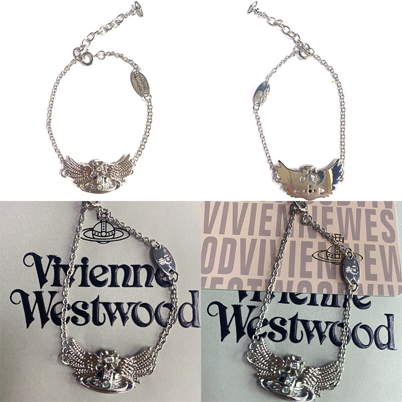 Angel Wings Design Silver Orb Pendant Bracelet