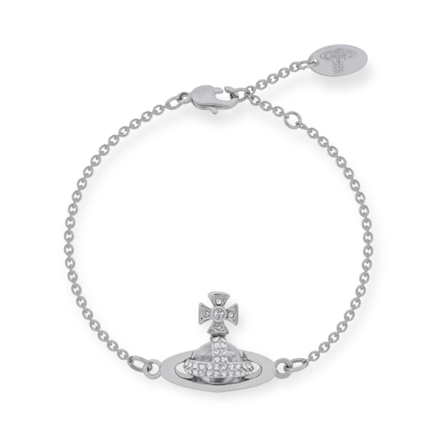 2D Gem Studded Clear Orb Pendant Gold & Silver Bracelet (2 Colors)