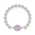 Beaded Pearl Chain Orb Engraved Pendant Magnetic Clasp Bracelet (4 Colors)