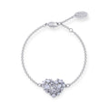 Rhinestone Abstract Heart Design Orb Silver Pendant Bracelet