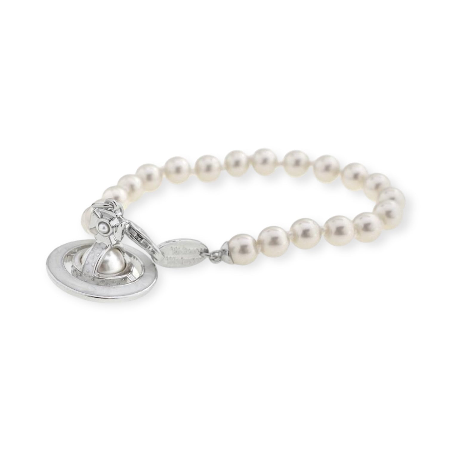 Mini Pearl Orb Hanging Pendant Colored Striped Rim Design Pendant Bracelet (6 Colors)