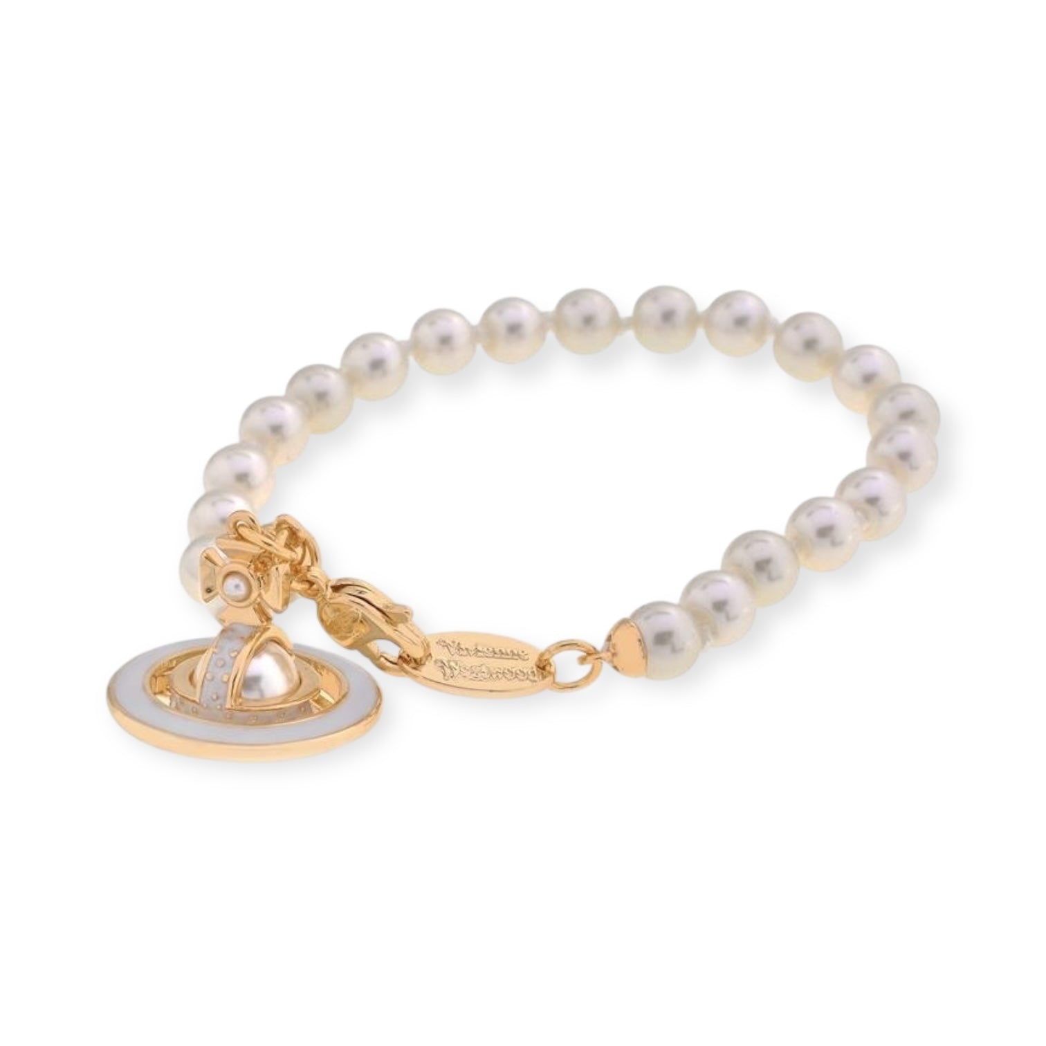 Mini Pearl Orb Hanging Pendant Colored Striped Rim Design Pendant Bracelet (6 Colors)