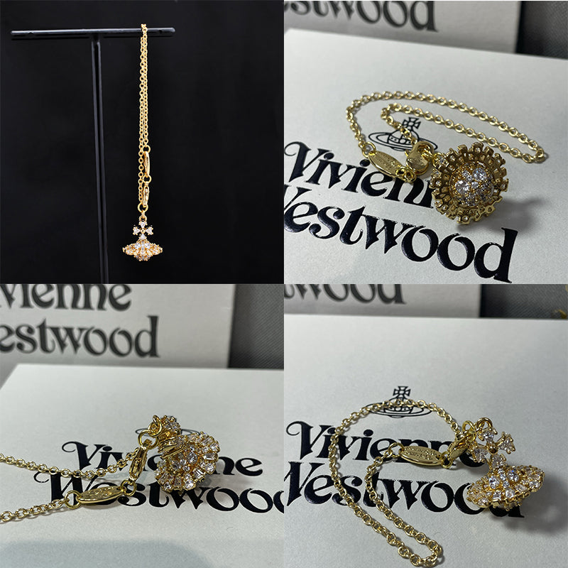 Multi Gem Crystal Design 3D Abstract Hanging Orb Pendant Gold & Silver Bracelet (2 Colors)