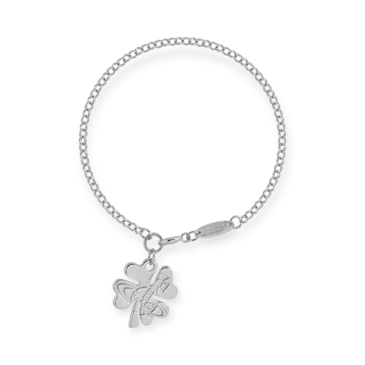 Lucky Clover Staple Engraved Orb Pendant Bracelet Gold & Silver (2 Colors)