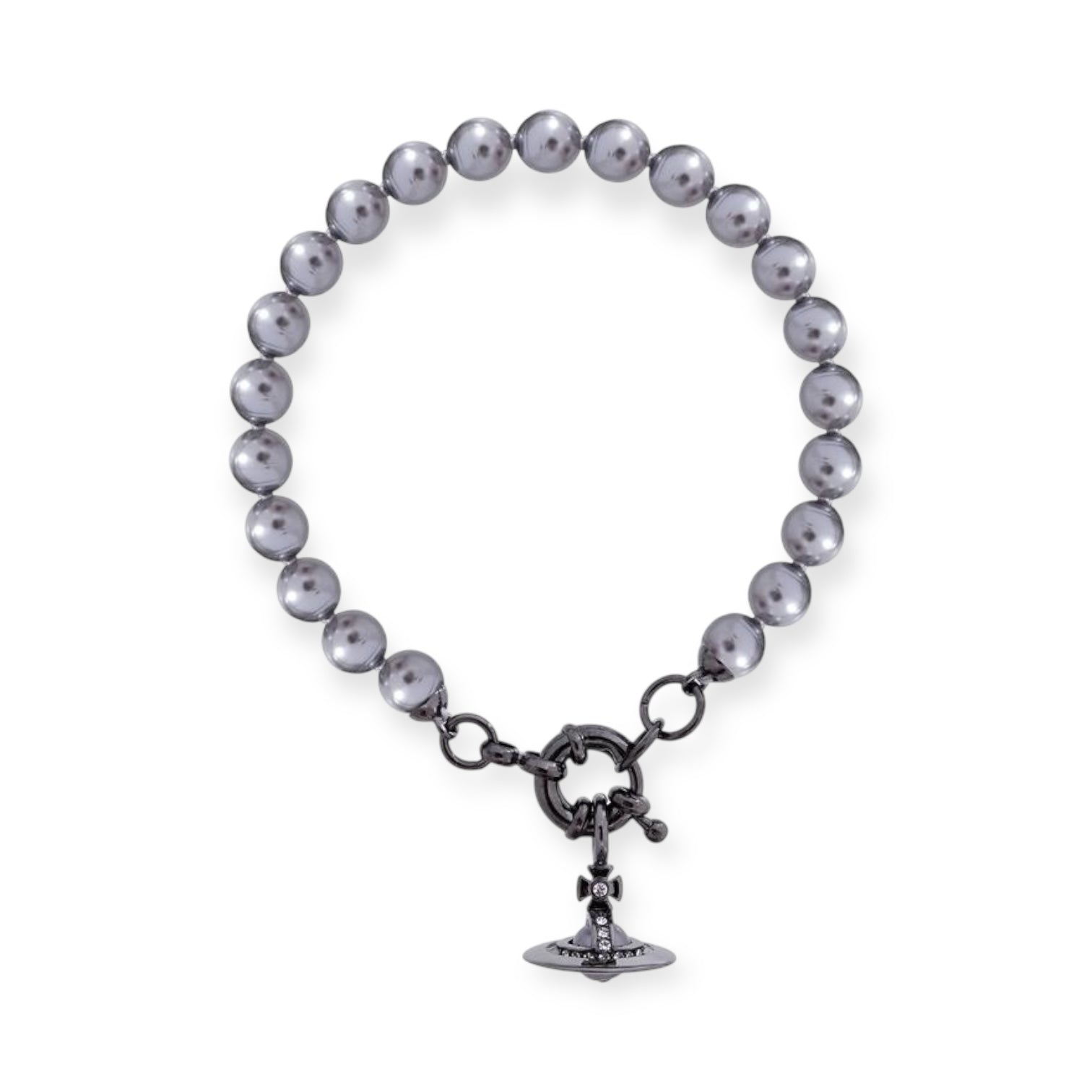 Abstract Colorful Beaded Pearl Metallic Hanging Orb Pendant Bracelet (4 Colors)