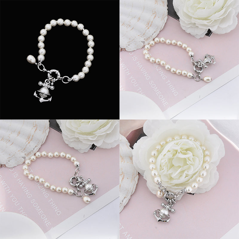 Anchor Pearl Pendant Gold & Silver Bracelet (2 Colors)