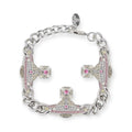 Multi Orb Pendant Chain Link Silver & Pink Bracelet