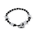 Black Silver Woven Thread Barbed Wire Orb Pendant Bracelet
