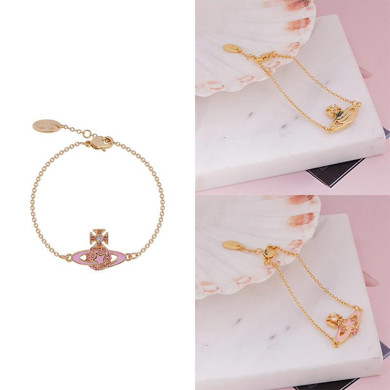 Shooting Star Mini Gem Studded Orb Pendant Bracelet (5 Colors)