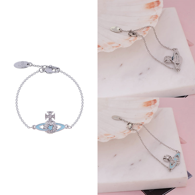 Shooting Star Mini Gem Studded Orb Pendant Bracelet (5 Colors)