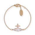 Oval Pearl Orb Gem Studded Leaf Details Bracelet Gold & Silver (2 Colors)