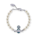 Safety Pin Striped Colorful Abstract Orb Pendant Pearl Bracelet (2 Colors)