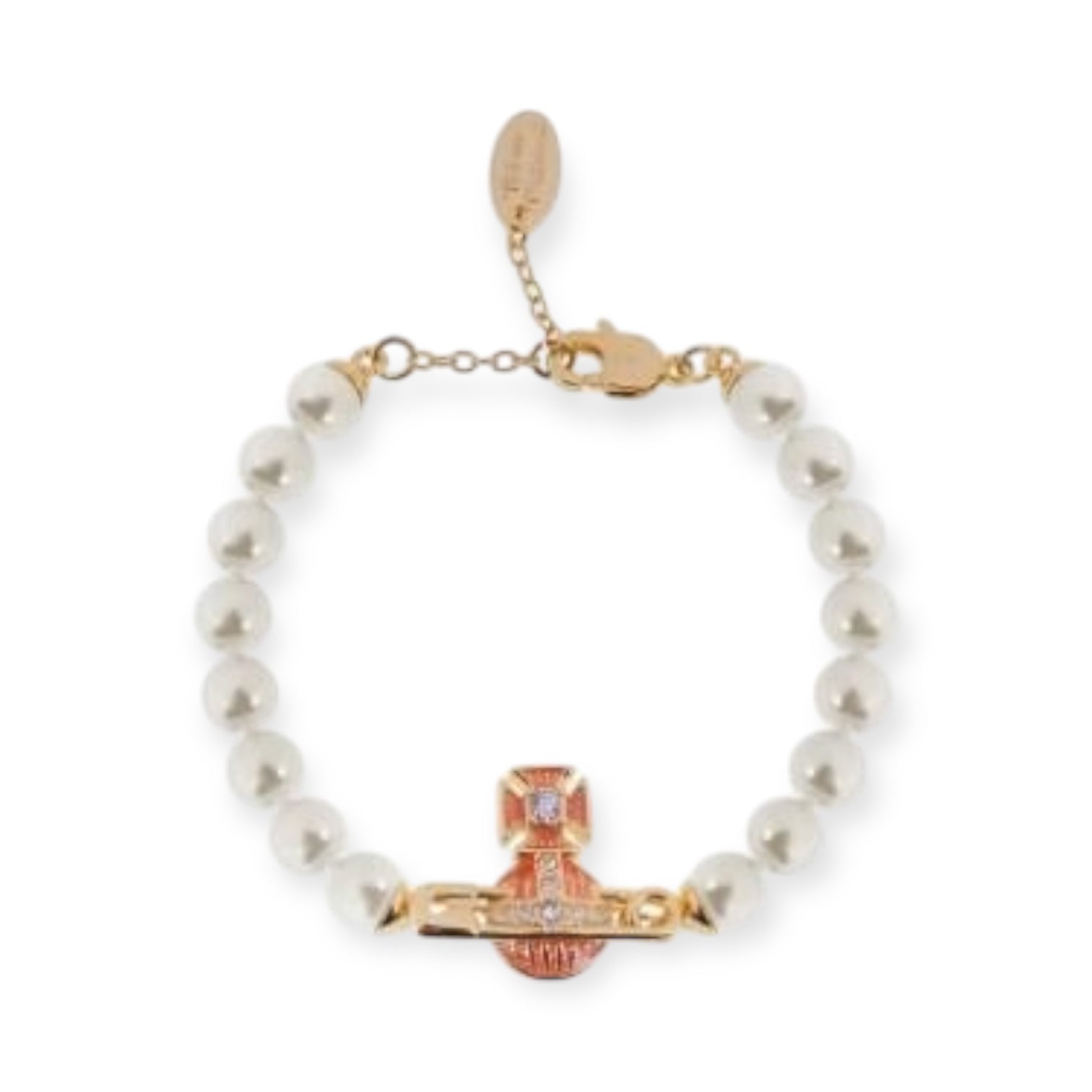 Safety Pin Striped Colorful Abstract Orb Pendant Pearl Bracelet (2 Colors)