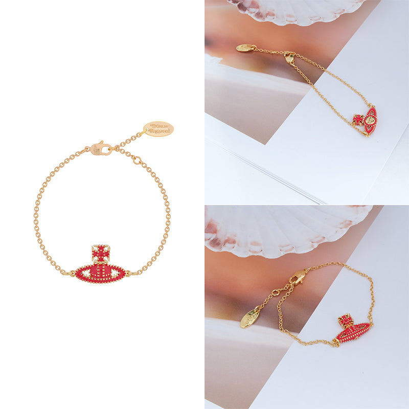 Colorful Square Dotted Orb Pendant Bracelet (4 Colors)
