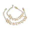 Curved Spellout Letters Statement Name Double Chain 2 Piece Set Bracelet Gold & Silver (2 Colors)