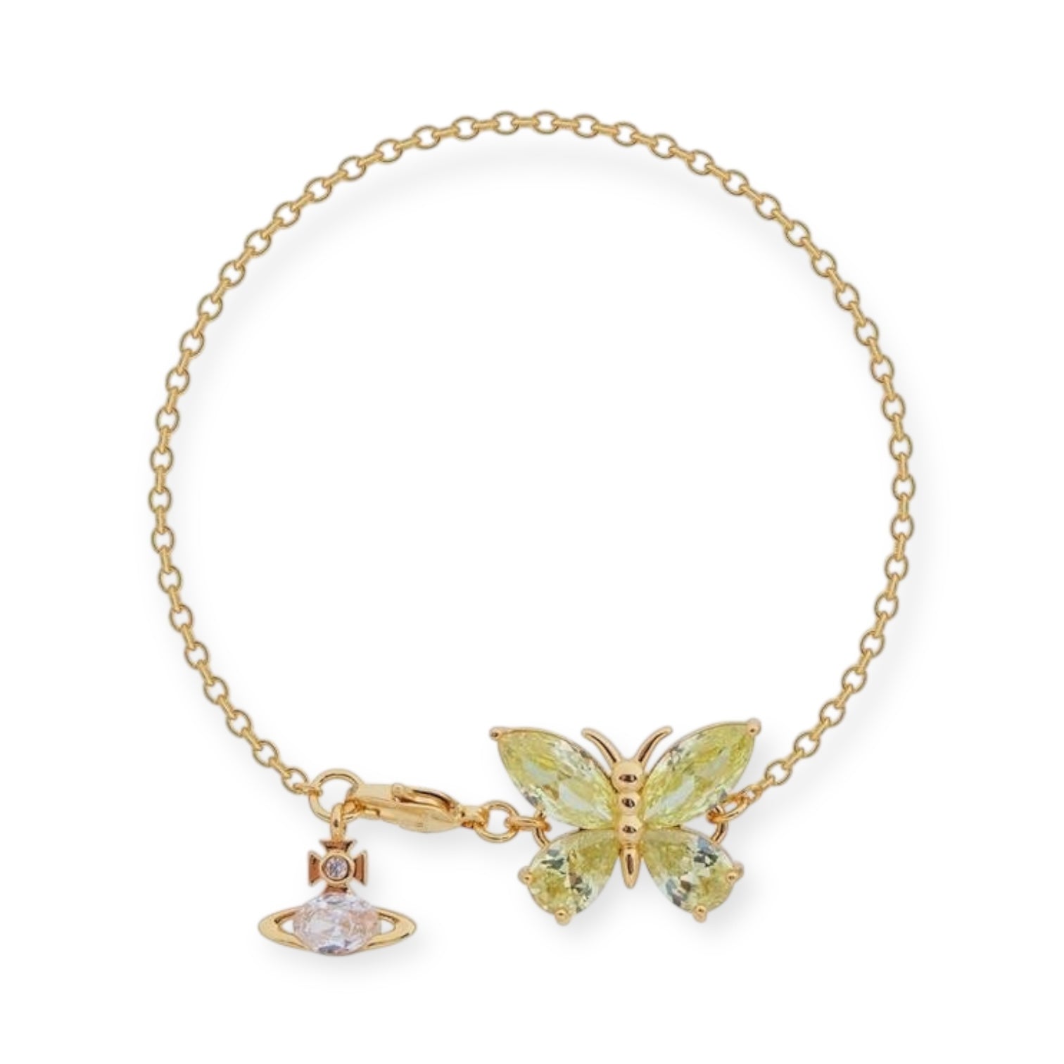 Butterfly Gemstone Orb Pendant Bracelet (3 Colors)