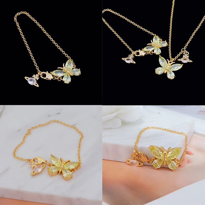 Butterfly Gemstone Orb Pendant Bracelet (3 Colors)