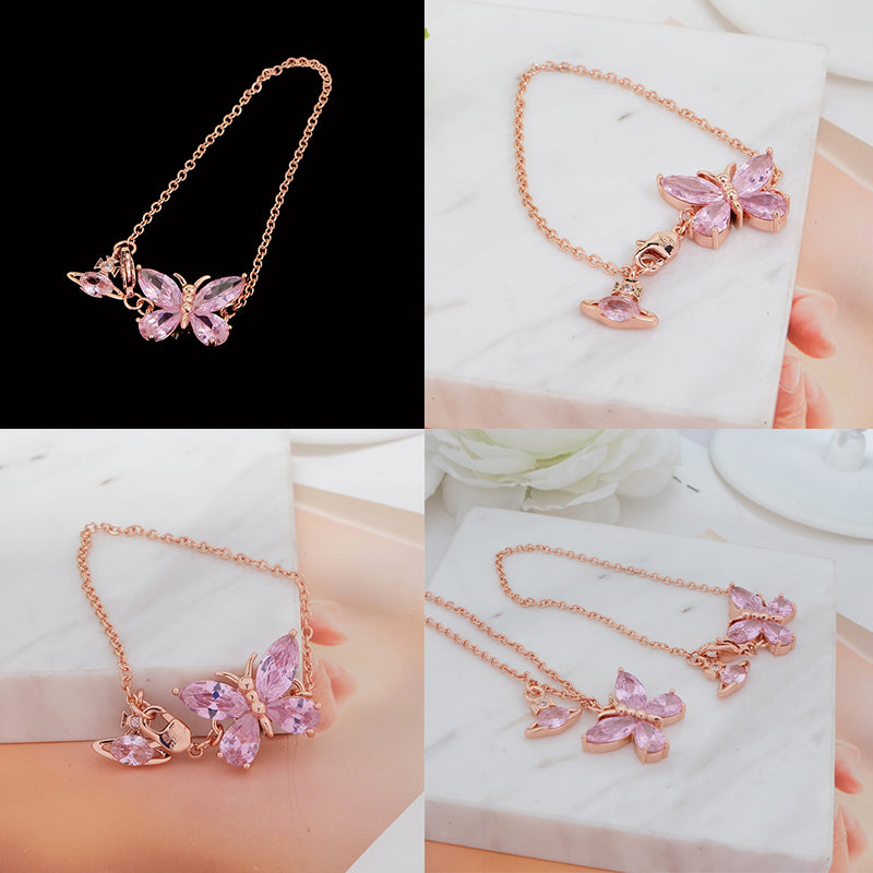 Butterfly Gemstone Orb Pendant Bracelet (3 Colors)