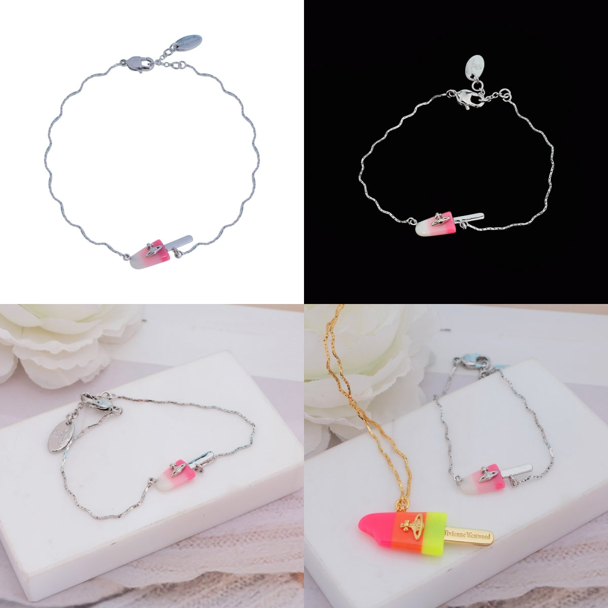 Ice Cream Lolly Colorful Orb Pendant Bracelet