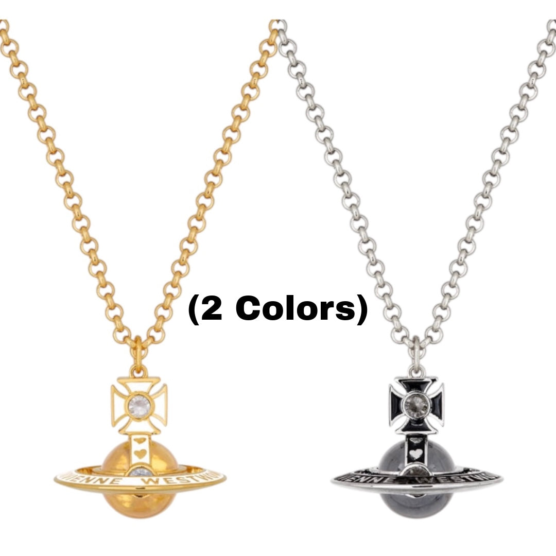 Nana Glass Orb Necklace (Gold & Black)