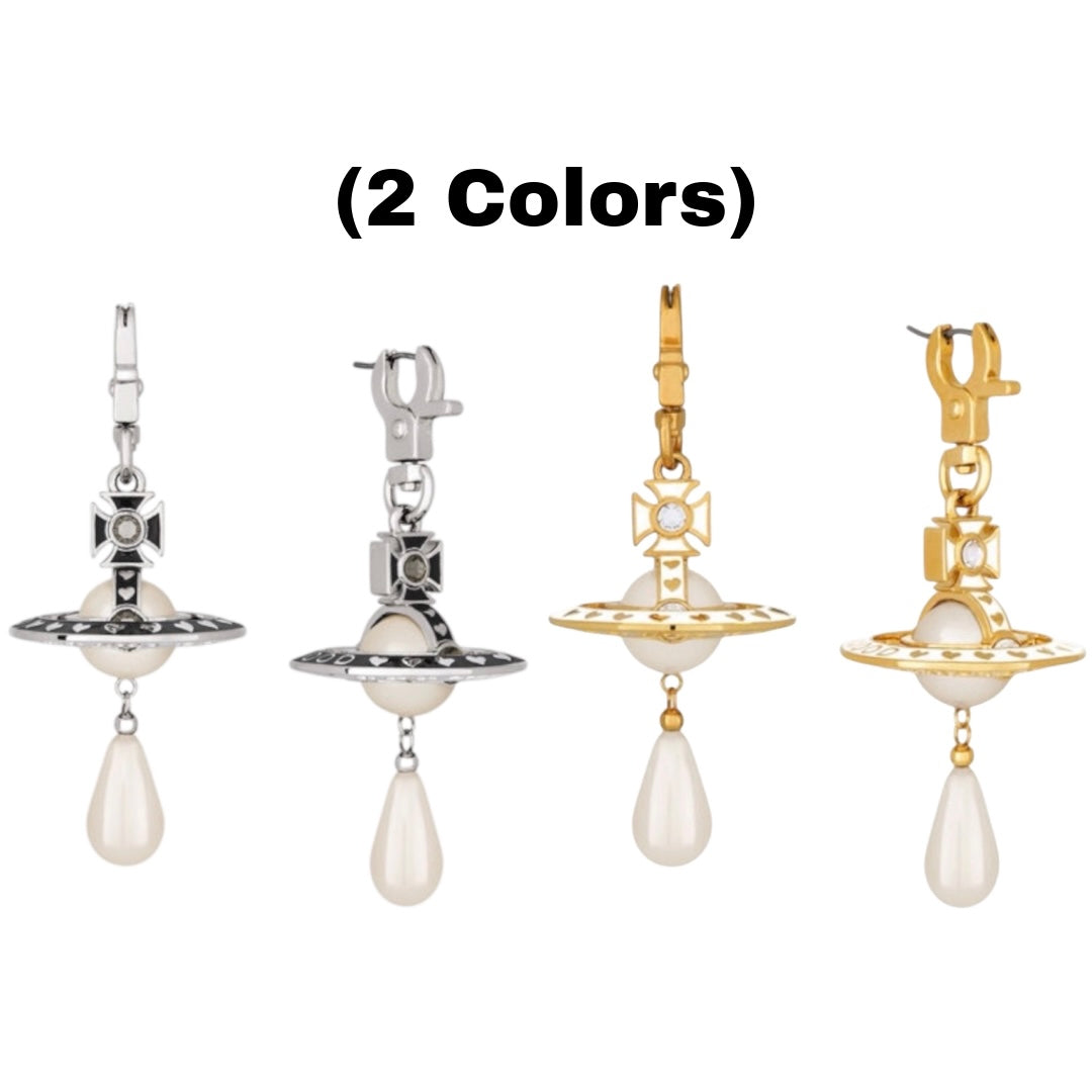 Nana Pearl Drop Earrings (Gold & Black)