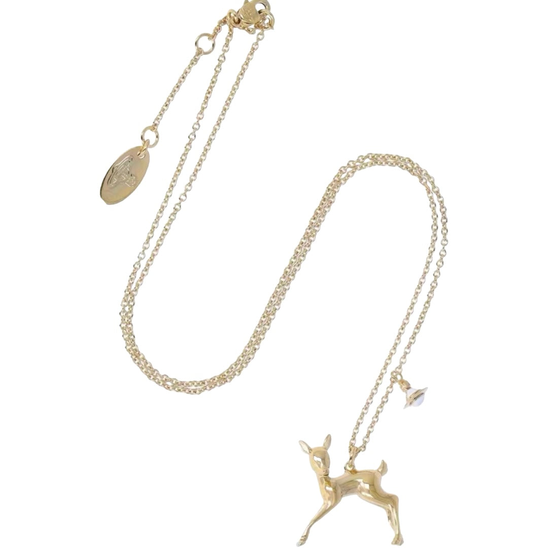 Gold Deer Orb Necklace