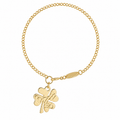 Lucky Clover Staple Engraved Orb Pendant Bracelet Gold & Silver (2 Colors)