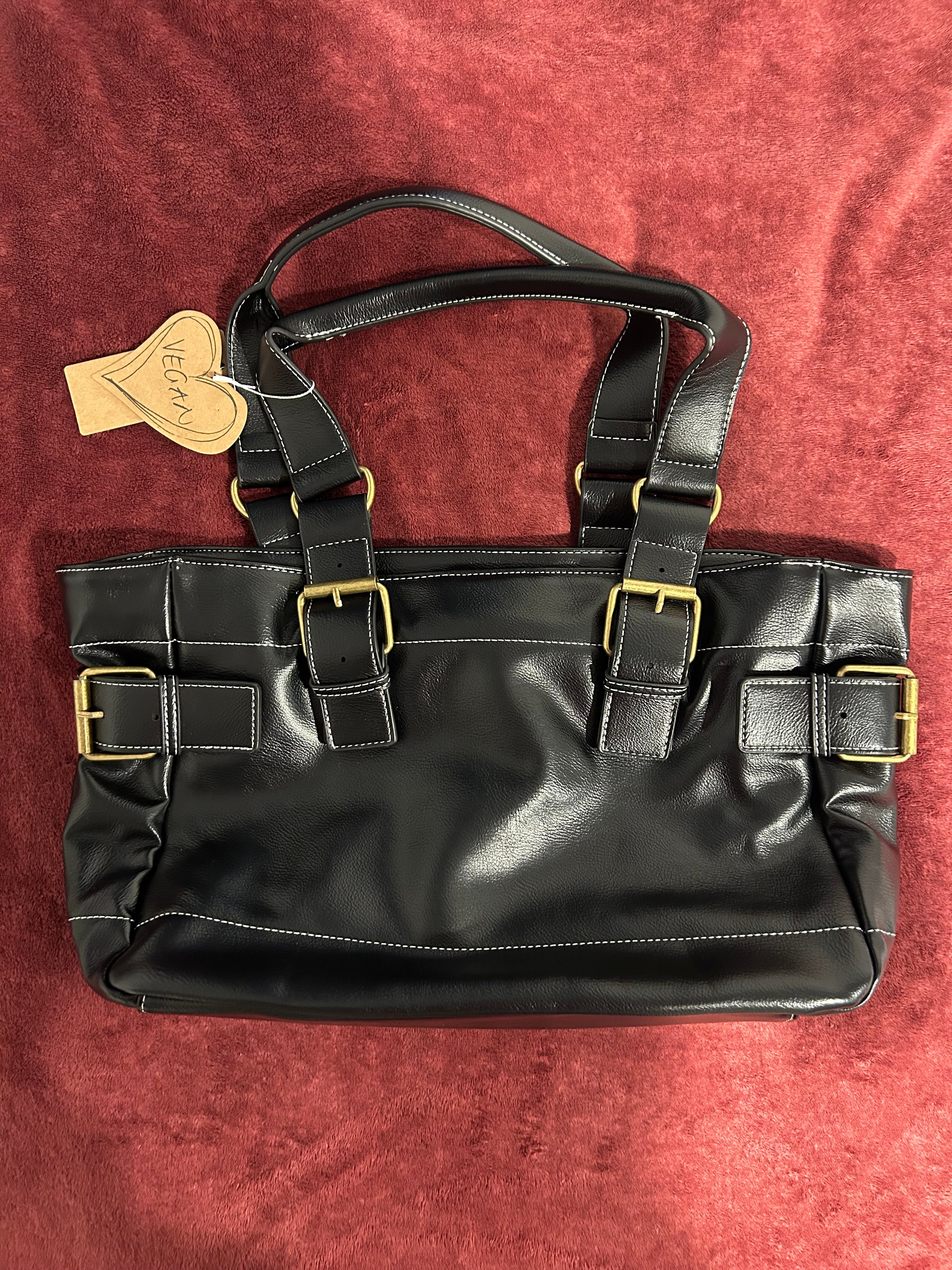 Black and Gold Orb Engraved Design Leather Messenger Tote Hand Bag