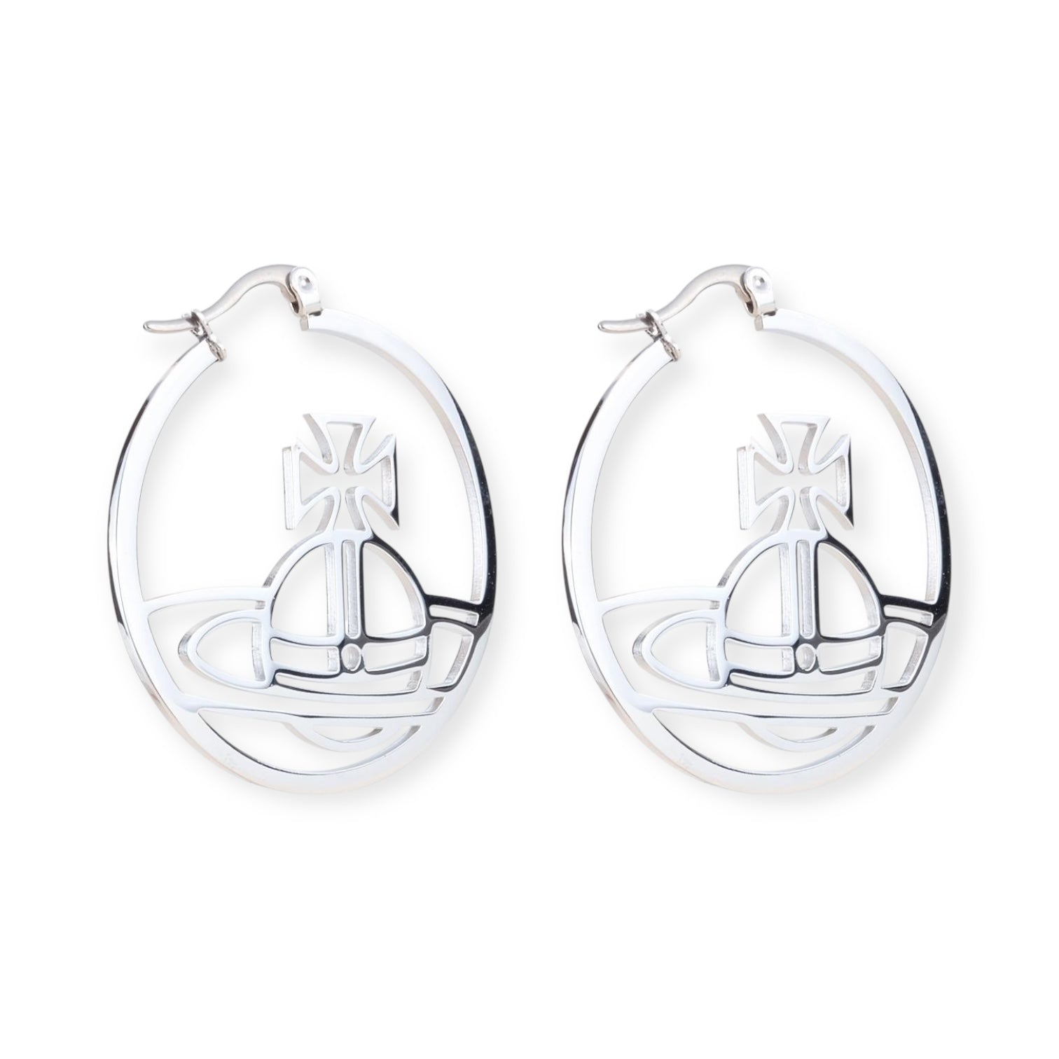 Outline Orb Design Hoop Earrings (2 Colors)