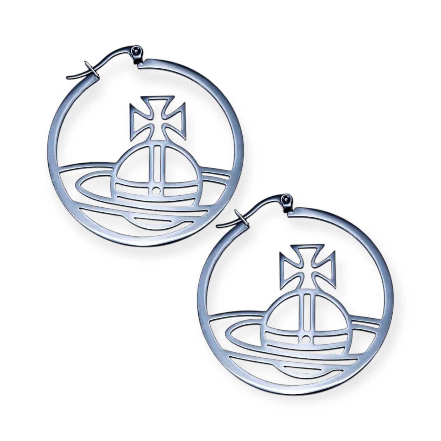 Outline Orb Design Hoop Earrings (2 Colors)