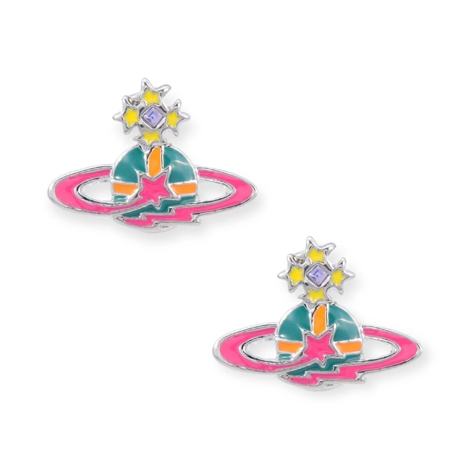 Multicolor Mini Orb Shooting Star Saturn Earrings (3 Colors)