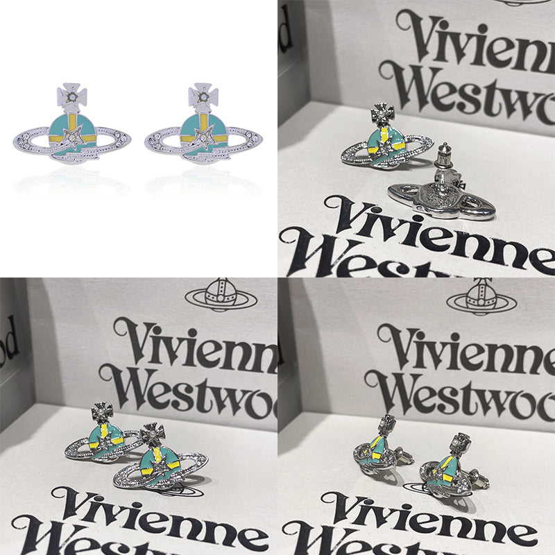 Multicolor Mini Orb Shooting Star Saturn Earrings (3 Colors)