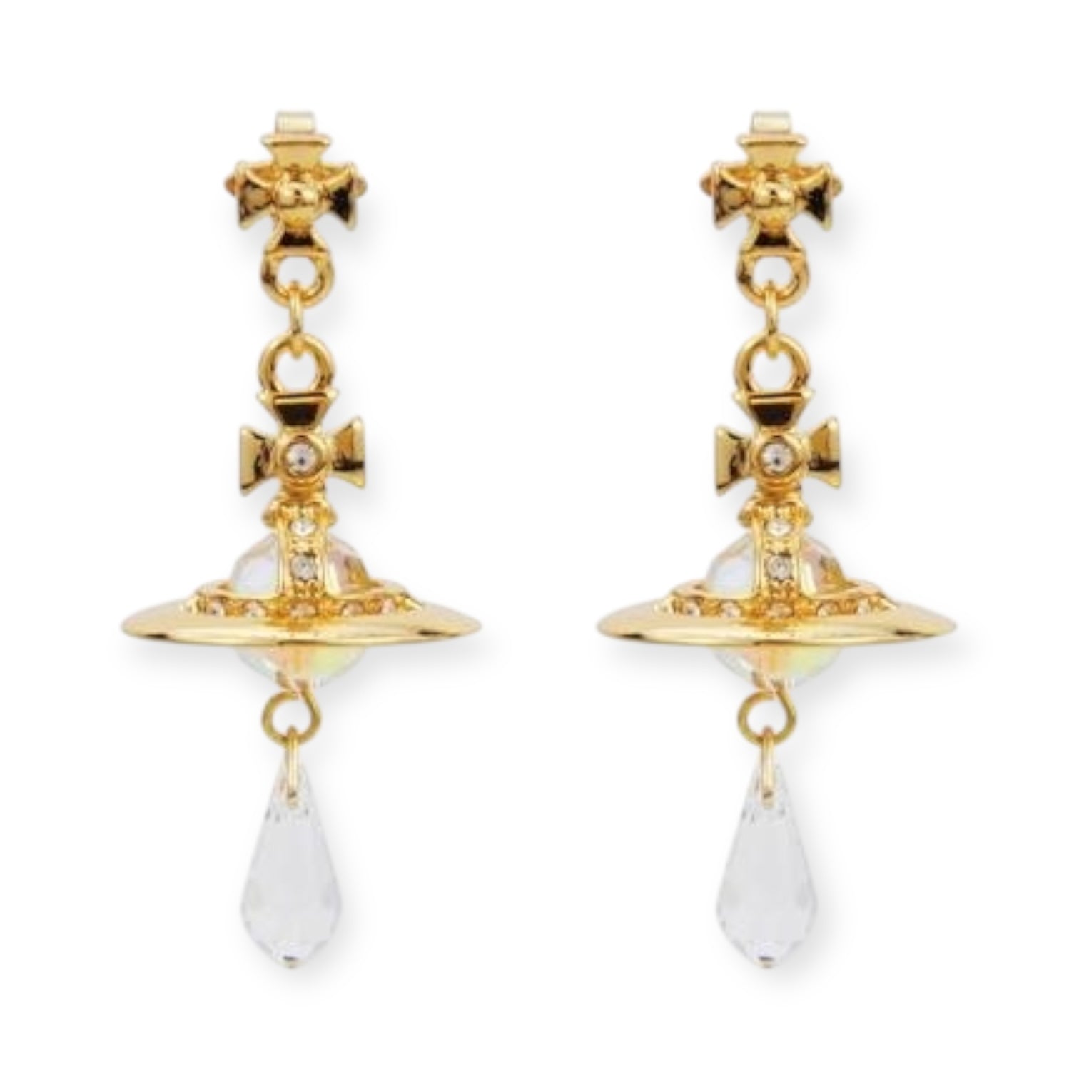 Crystal Orb Water Drop Pendant Earrings (4 Colors)