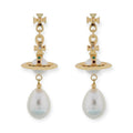 Jumbo Pearl Tear Drop Orb Pendant Earrings Gold & Silver (2 Colors)