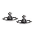 Dark Silver Medieval Flower Pattern Pendant Orb Silver Earrings