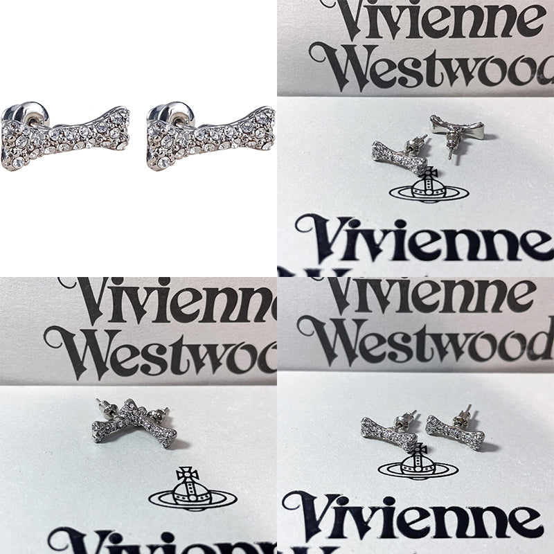 Silver Bones Gem Studded Earrings (2 Colors)