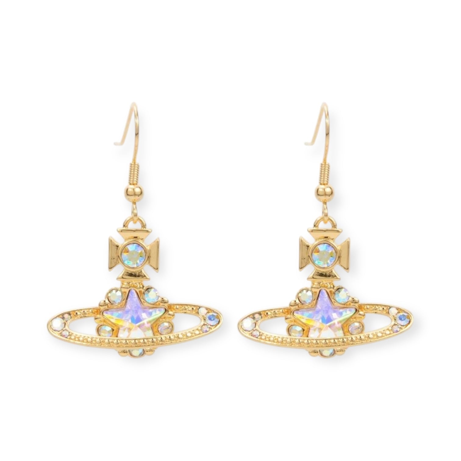 Star Pendant Orb Earrings Gold & Silver (2 Colors)