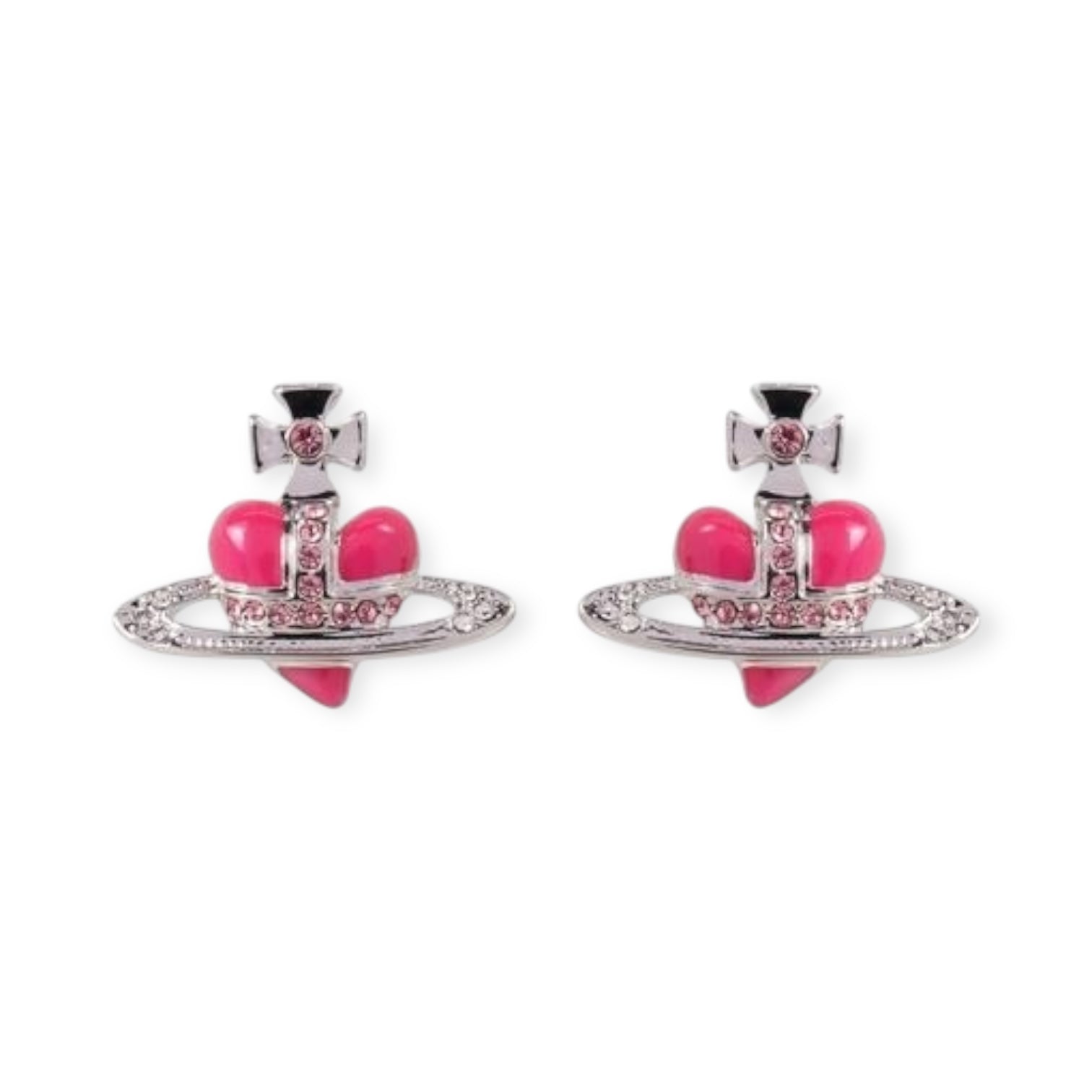 Mini Heart Orb Design Silver Earrings (5 Colors)