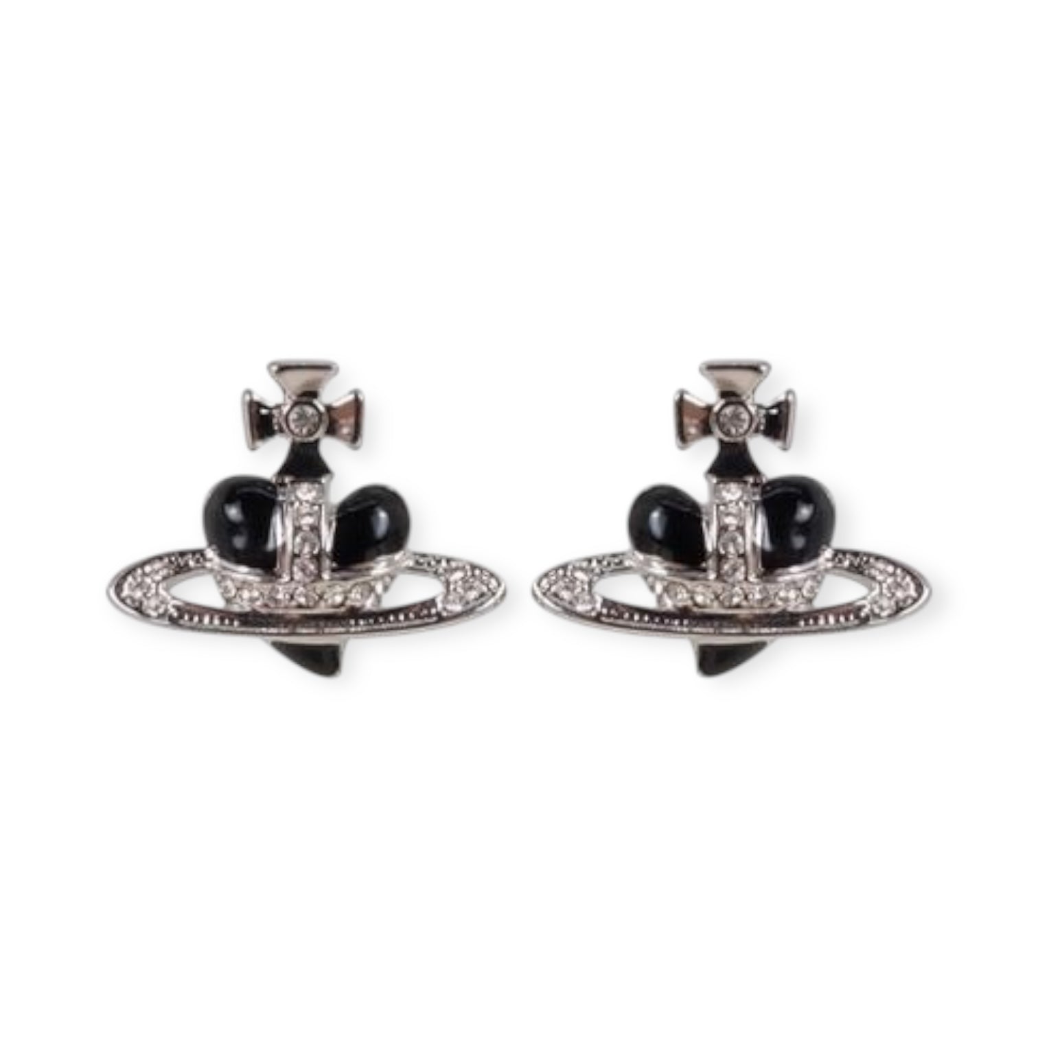 Mini Heart Orb Design Silver Earrings (5 Colors)
