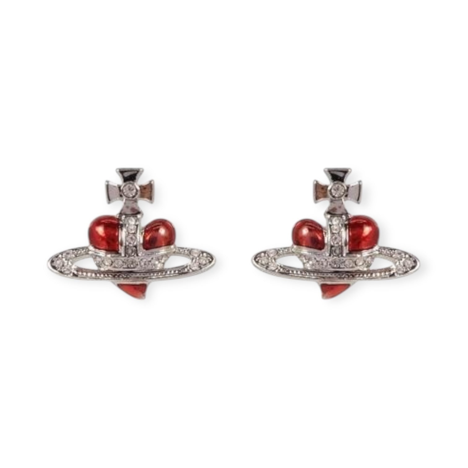 Mini Heart Orb Design Silver Earrings (5 Colors)