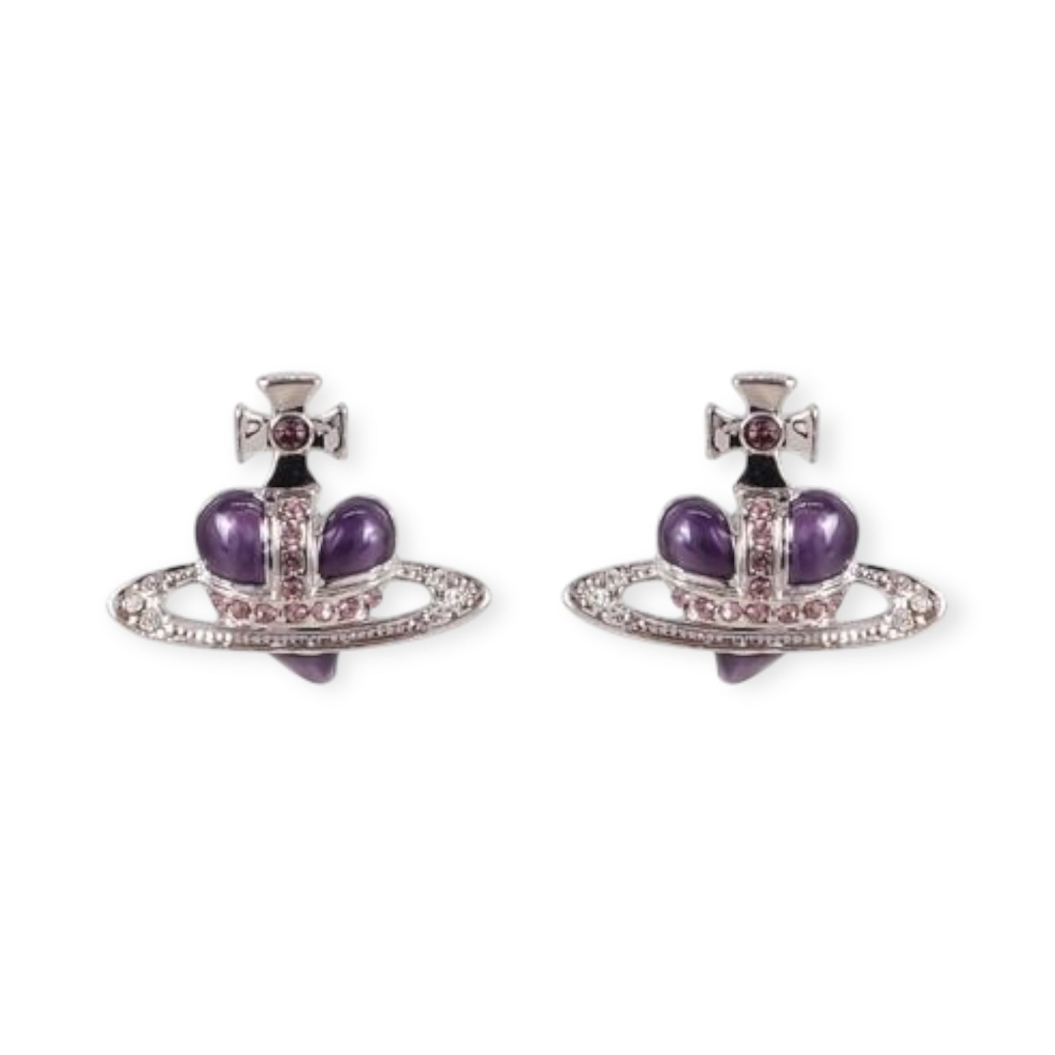 Mini Heart Orb Design Silver Earrings (5 Colors)