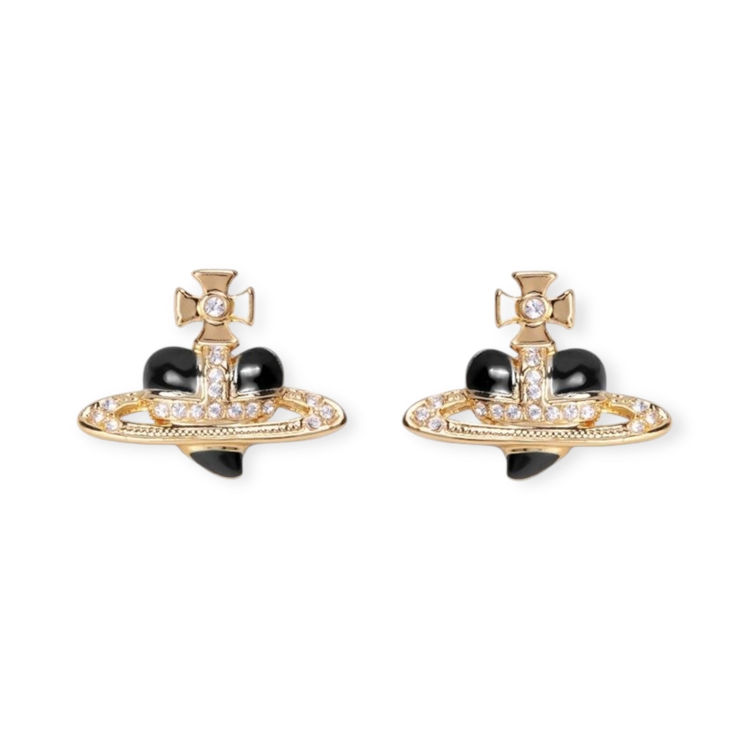 Mini Heart Orb Design Gold Earrings (7 Colors)
